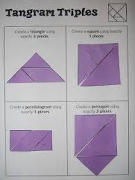 Cut along the lines you've drawn so that you now have three pieces which fit together to make the original square. Mrs T S First Grade Class Tangram Challenges Everyday Math Elementary Math Teaching Math