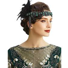1920s Flapper Headband Roaring 20s Gatsby Headpiece Black Feather Headband  1920s Flapper Hair Accessories 2024