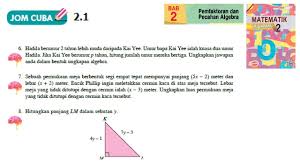 Kssm Matematik Tingkatan 2 Bab 2 Pemfaktoran Dan Pecahan Algebra Jom Cuba 2 2 No1 Buku Teks Form2 Otosection