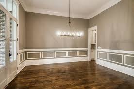 Also known as dado rail, chair rail is a type of moulding fixed horizontally to the wall around the perimeter of a room. this type of molding is perfect for dining rooms of any size, and can be painted to fit your desired color scheme. Dining Room With Chair Rail Design Ideas