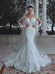 2019 Latest Mermaid Scoop Wedding Dresses Long Sleeves Applique Zipper Bridal Wedding Gowns Luxury Bridal Dresses Satin Mermaid Wedding Dresses Vintage Mermaid Long Sleeve Mermaid Wedding Dress Bridal Gowns Mermaid