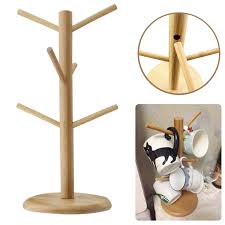 Eyeglass spectacle holder wooden display stand home office desk decor. Wooden Mug Tree Stand Kitchen Coffee Glass Cup Rack 6 Cups Tree Storage Holder Kitchen Storage Organization Boitaloc Racks Holders