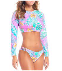 Gb Tropical Whisper Long Sleeve Rash Guard Swim Top Long Sleeve Swimsuit Rash Guard Fr Long Sleeve Swimsuit Long Sleeve Swimwear Rash Guard Women Swimwear