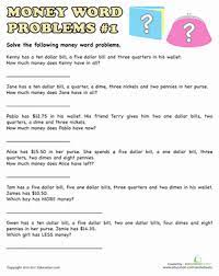 Check spelling or type a new query. Money Word Problems 1 Worksheet Education Com