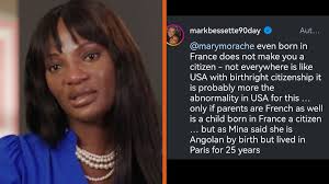 According to Mark, Mina was born in Angola but lived 25 years in France. If  that's true, then why isn't she a French citizen already? Unless she came  illegally or had legal