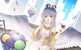 Download White Hair Green Eyes Angel Luo Tianyi Anime Vocaloid Anime Angel  4k Ultra HD Wallpaper by 宾果
