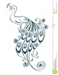 Royalty free black and white clipart cartoon of an outlined peacock on a brick wall. Peacock Drawing Outline At Paintingvalley Com Explore Collection Of Peacock Drawing Outline