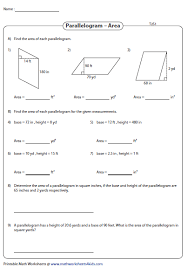 Area Of Parallelograms Unit Conversion Area Worksheets Unit Of Area Parallelogram
