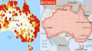 It is roughly the size of the united states and mexico combined and is almost completely covered by a layer of ice that averages more than one mile in thickness, but is nearly three miles thick in places. Maps Show Australia S Massive Wildfires Compared To Size Of United States