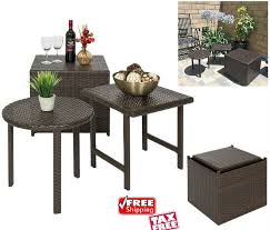3 Piece Patio Nesting Table Set Garden Pool Porch Ottoman Wicker Side End Tables 3piecepationestingtabl End Tables For Sale Side And End Tables Nesting Tables