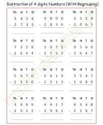 These worksheets are pdf files. Maths Class 4 Subtraction Of 4 Digits Numbers With Regrouping Worksheet 4
