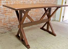 Rustic round bar height table. 42 Bar Height Oak Trestle Table Ecustomfinishes