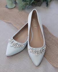 Light Blue Satin Pointy Toe Flats With Floral Rhinestones Etsy In 2020 Bridesmaid Shoes Womens Wedding Shoes Bride Shoes