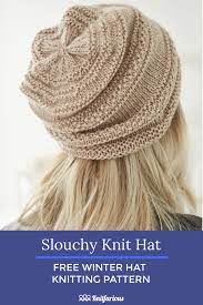 Knitted Hat Patterns On Circular Needles Slouch Hat Knit Pattern Knitted Hats Knitting