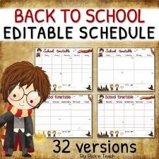 Distance Learning 40 Editable Weekly Planners Timetables For Wizards Class Schedule Teacher Planner Harry Potter Classroom