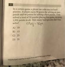 Each puzzle also varies slightly in difficulty to accommodate different age learners. Solved In A Certain Game A Player Can Solve Easy Or Hard Chegg Com