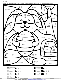 Coloring Addition Worksheets For Grade 1 Colouring Mermaid Easter Math Worksheets Easter Math Easter Worksheets