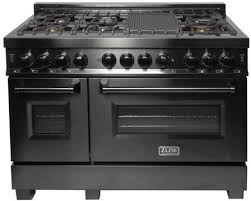Having a range hood is actually really important in the kitchen for a number of reasons (anyone who has had to clean a kitchen will understand)! Zline Rab48 48 Inch Black Stainless Steel Dual Fuel Freestanding Range In Black Stainless Steel Appliances Connection