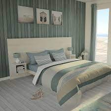 La tête de lit dosseret equinoxe 160 bois flotté de crown bedding mesure 165 cm de longueur afin de s'adapter à votre lit de 160 cm.faite de bois flotté, elle apportera une touche de raffinement à v. Ensemble Tete De Lit 160 Cm 2 Chevets Bois Flotte Creme Kazed