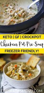 Low Carb Creamy Chicken Pot Pie Soup Crock Pot Recipe In 2020 Low Carb Crockpot Chicken Pot Pie Soup Chicken Pot Pie