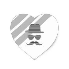 Hat Glasses Mustache Man Black And Gray Heart Sticker Christmas Stickers Xmas Eve Custom Holiday Merry Chr Christmas Stickers Heart Stickers Mustache Men