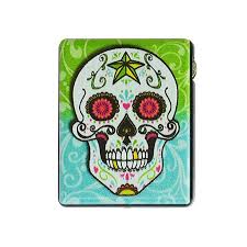 Blue Green Sugar Skull Dual Port Foldable Plug Wall Charger Wall Charger Skull Print Sugar Skull