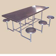Industrial reclaimed dining table steel heavy duty frame legs chunky. Stainless Steel Industrial Dining Tables With Chairs Rs 22100 Set Id 3761141212