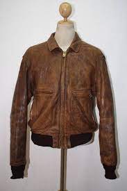 Vintage Schott Brown Leather Flight Pilot Motorcycle Jacket 44 Jackets Mens Leather Coats Battle Jacket