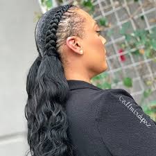 2 Feed In Braids 2 Braids With Ponytails 2 Feed In Braids Feed In Braid Protective Hairstyles