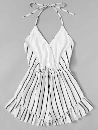 Black And White Striped Romper Plus Size Drawstring Waist Striped Romper Cami Romper Striped Rompers Rompers