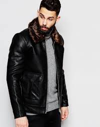 River Island Harrington Jacket With Faux Fur Collar In Black Harrington Jacket Winter Jacket Men Jackets