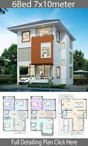 House Design Plan 7x10m With 6 Bedrooms Home Design With Plan Town House Floor Plan Home Building Design House Construction Plan