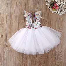 White Floral Tutu Dress Girls Floral Dress Birthday Dresses Baby Girl Dresses
