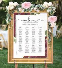 Wedding Seating Chart Printable Burgundy Table Plan Floral