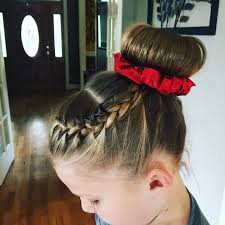 Competition hairstyle explained by coach sarah from manakoa gymnastics. Gymnastics Hair Side Braid Into A Bun Gymnastics Hair Competition Hair Dance Competition Hair
