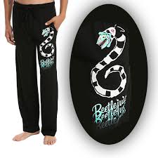 Details About Mens Womens New Beetlejuice Sandworm Black Pajama Lounge Pants Size S Xl
