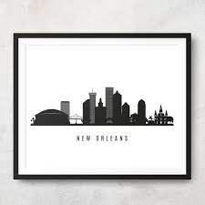 New Orleans Skyline Printable New Orleans Black White Wall Art New Orleans Poster Digital Print Vector Illustration Jpg Png Eps In 2020 New Orleans Skyline Black