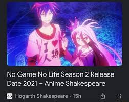 We did not find results for: No Game No Life Season 2 Release Date 2021 Anime Shakespeare Hogarth Shakespeare
