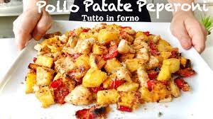 Bocconcini Di Pollo Con Patate E Peperoni Tutto In Forno Ricetta Leggera Youtube