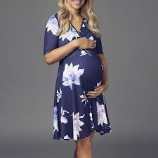 Women Pregnant Leopart Floral Midi Tea Dress Maternity Photography Nursing Dress