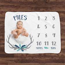 Baby Milestone Blanket Baby Month Blanket Deer Antler Etsy
