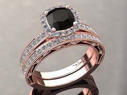 Black And Rose Gold Engagement Rings Pin On Bling