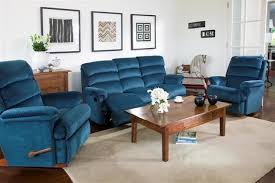 Canyon 3 Seater Recliner Recliner Lounge Suite Pictured In Navy Fabric Available In Other Configurations A Furniture Lounge Suites Stylish Living Room