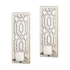 Geometric shaped mirrored candle sconce. Deco Mirror Candle Wall Sconce Set Of 2 17 25 Tall Overstock 32081201