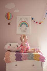 Rainbow Nursery Girls Baby Air Balloon Cloud Baby Girl Room Children Room Girl Rainbow Room