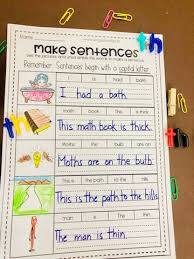 Phonics Sound Digraph Th Write Sentences For Kindergarten And Grade 1 Writing Sentences Kindergarten First Grade Writing Sentences Kindergarten