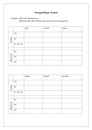 Unregelmassige Verben Unterrichtsmaterial In Den Fachern Daz Daf Deutsch Unregelmassige Verben Verben Daf