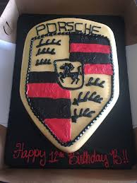 Happy Birthday Cake For 12 Year Old Boy Porsche Crest Birthday Cake For 12 Year Old Boy Boy Birthday Parties 12 Year Old Boy Boy Birthday Cake