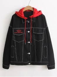 Pin By Andessa Gomes On Funny Hoodies In 2020 Hooded Denim Jacket Black Denim Jacket Red Denim Jacket