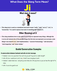 This page is about the various possible meanings of the acronym, abbreviation, shorthand or slang term: Ji Meaning What Does The Popular Term Ji Mean And Stand For 7 E S L In 2020 English Writing English Lessons Excited Meaning